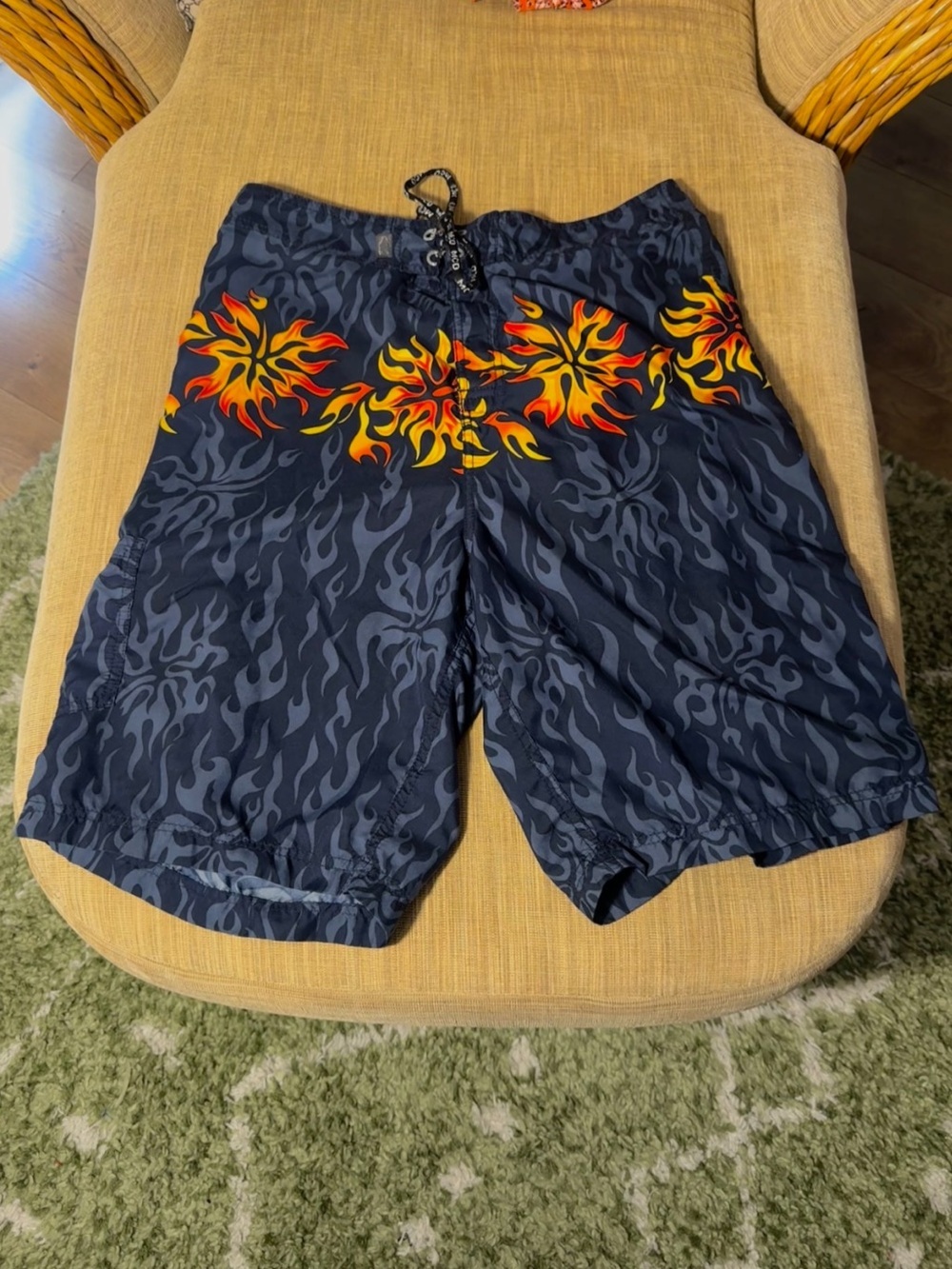Vintage MCD Flame Print Board Shorts